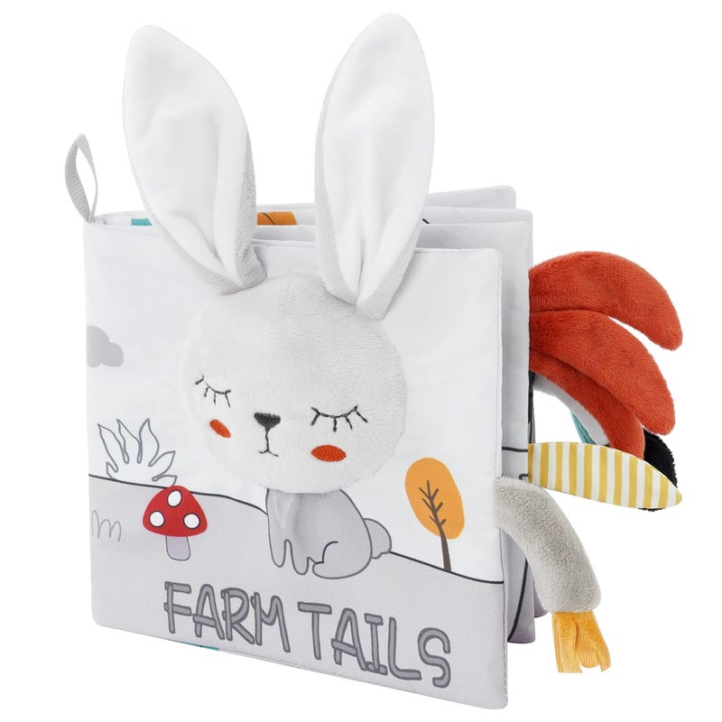 Vicloon Cloth Books, 3D Touch and Feel High Contrast Cloth Book, Baby Books Toys for Baby 0-12 Months, Soft Sensory Crinkle Books for Infants Toddler, Newborns Shower (Rabbit) - Image 1